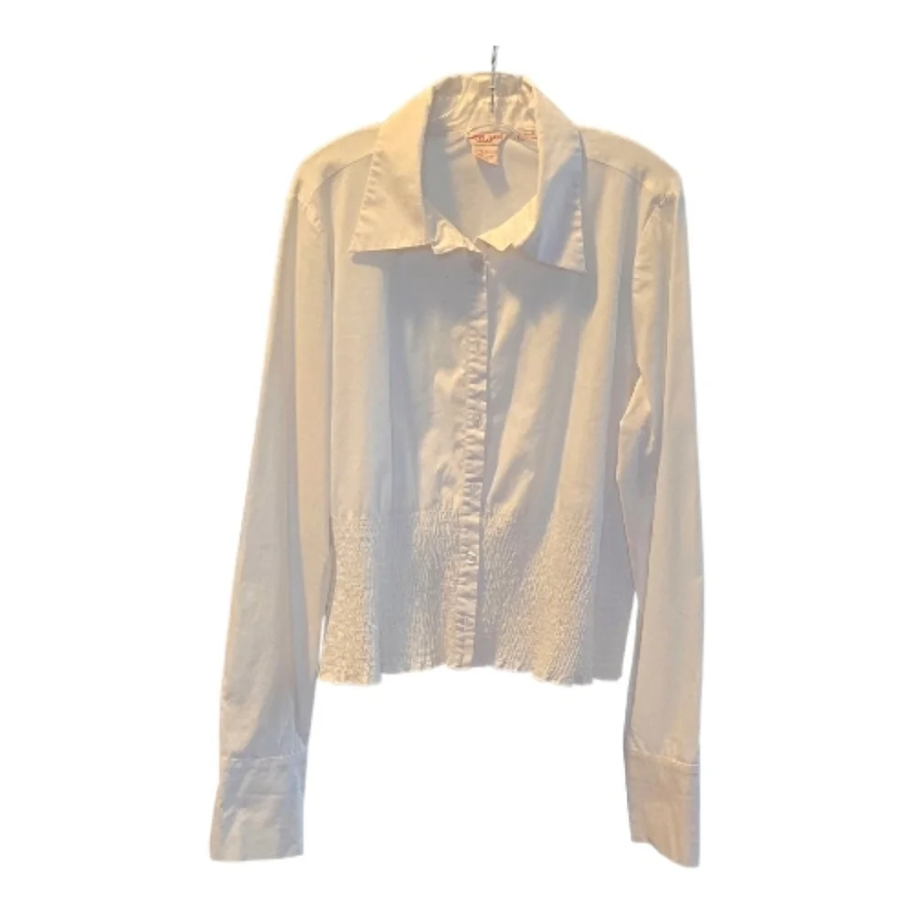 Guess Cream Button-Down Collared Long-Sleeve Top - Picture 1 of 4